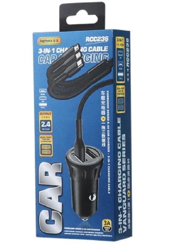 REMAX RCC236 3IN1 CAR CHARGER